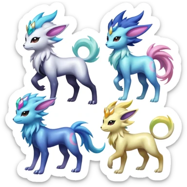 Shiny Sunny furry neon colorful scaly painted Asian pastel-gradient Absol-Meloetta-Solgaleo-Luxray-Suicune-fusion sticker