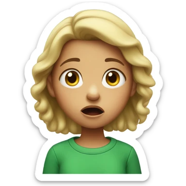 shocked little girl in a green sweetshirt sticker