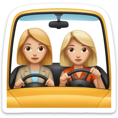 Two women driving sticker