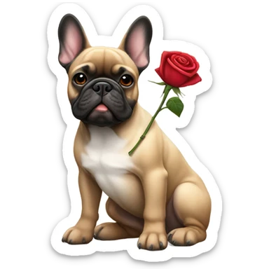 French bulldog black and tan with rose sticker