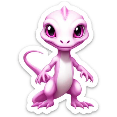 White, Chibi, White, Anthro-Sona-Lizard-Alien-Salazzle-Fakémon, with pink eyes, Full Body sticker