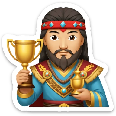 genghis khan holds a trophy sticker