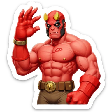 cinematic realistic portrait superhero Hellboy by Mike Mignola sticker