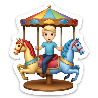 boy spinning inside of a carousel sticker