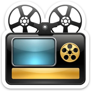 classic movie trailer emoji with film reel and screen sticker
