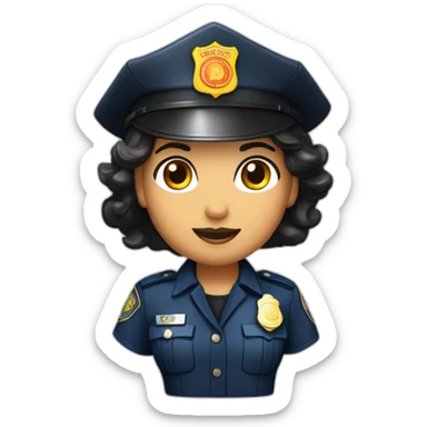 hot pepper police officer, female, black hair sticker