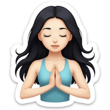 yoga girl long black hair and eyes closed  sticker