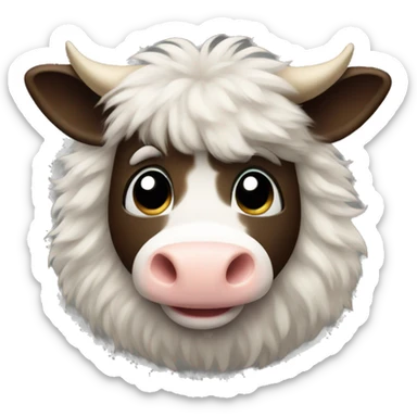 Fluffy cow sticker