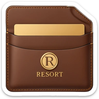 Resort Keycard & Holder: A sleek magnetic keycard paired with a leather card holder embossed with the resort logo.
 sticker
