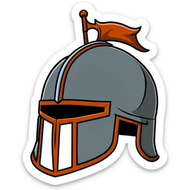 antique medieval helmet with light rust and battle-worn appearance sticker