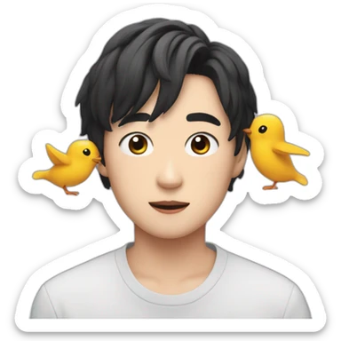 Kai from txt with penguin  sticker