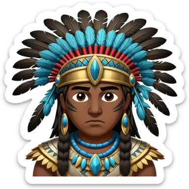 Toltec warrior with feathered headdress and obsidian blade sticker