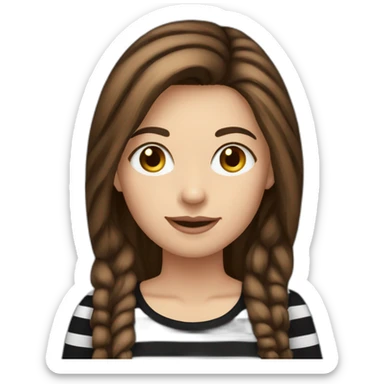 brown hair woman long hair black stripy t-shirt sticker