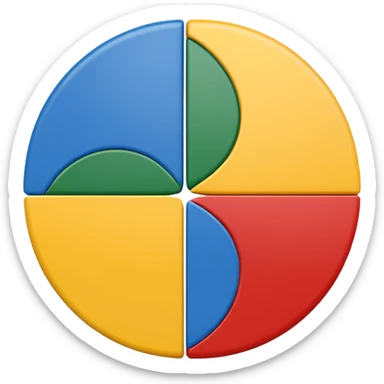 a circle with yellow blue red and green in it such as a uno play card , a circle divided in four sticker