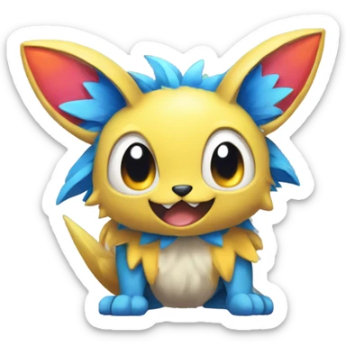 Colorful cute furry anthropomorphic painted Fakémon-Pokémon-creature sticker