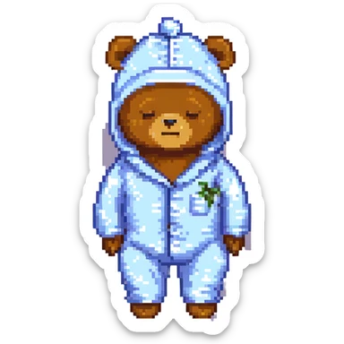 bear in pajamas with sleeping cap sticker