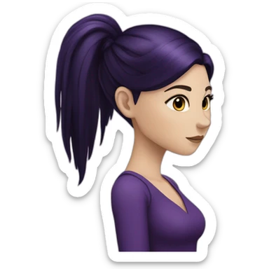 White girl with long straight black and purple hair Raven Queen sticker