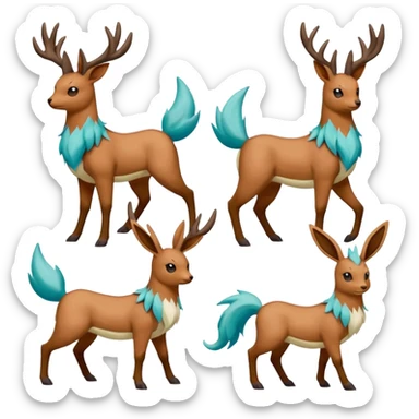Stantler-Glaceon-Skiddo-Mudbray-Amaura-Flareon-Virizion-fusion-Pokémon-monster (full body) sticker