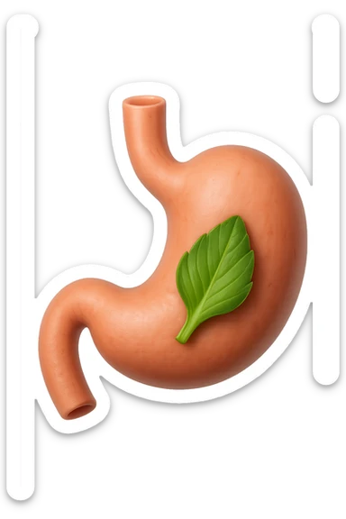 emoji stile iphone 3d di uno stomaco umano con una foglia di carciofo dentro, iperrealistico 4k sticker