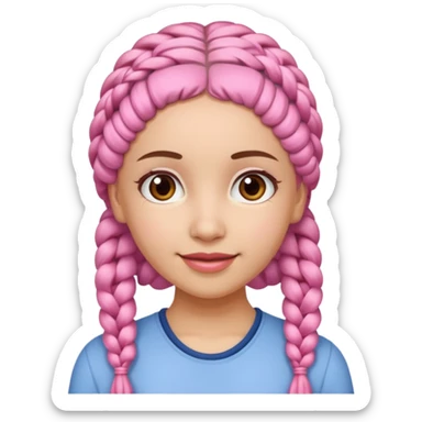 A light-skinned woman with small pink braids, brown eyes, and a gentle smile. sticker