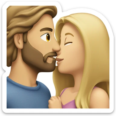 Brunette guy with beard kissing blond girl with long hair sticker