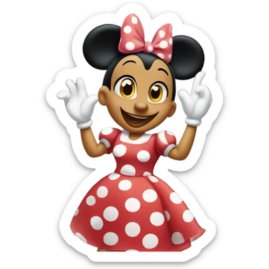 Minnie Mouse White in a polka-dot dress and bow, waving cheerfully sticker