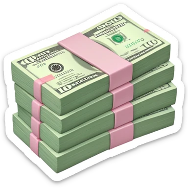 money stacked, muted green 100 dollar bills,pink accent soft luxury rich  sticker