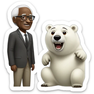 Desmond Tutu being racist to a polar bear sticker