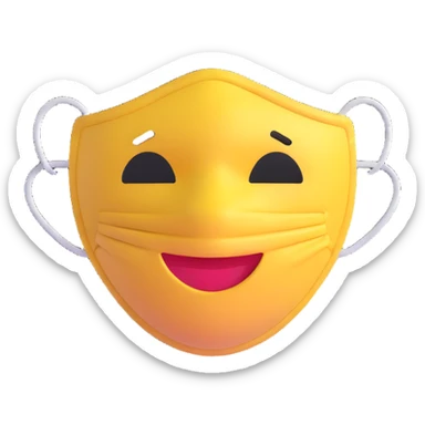 cartoon sticker of a medical mask emoji, colorful and cheerful style, no text, suitable for WhatsApp and Instagram, transparent background sticker