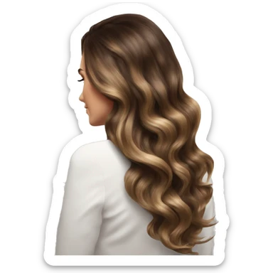 White girl with long voluminous brown  with boa k highlights balayage sticker