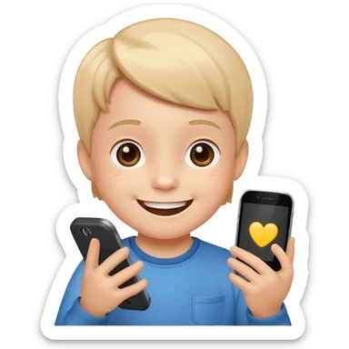 little kid playing with a phone sticker