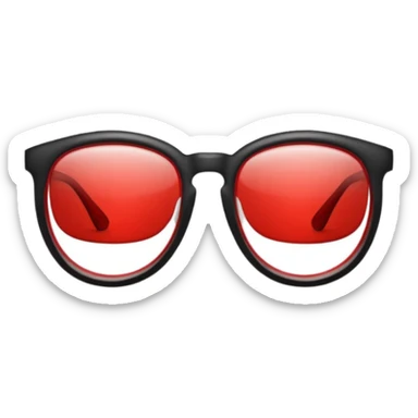 Red Glasses with subtle shine and curved frame edges. sticker