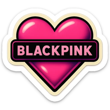 Convert to sticker style with a white border, keep the BLACKPINK-inspired retro stickers look. sticker