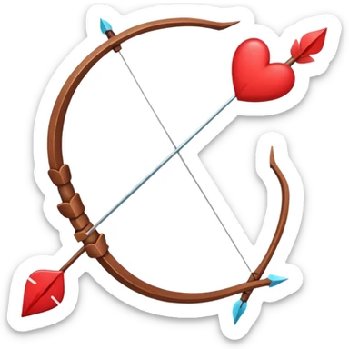 red bow and arrow with hearts sticker