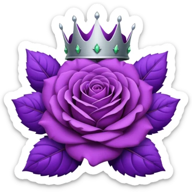Purple rose with silver crown and a purple emblem leaf wreath sticker