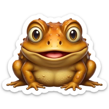 Cinematic Comical Toad Portrait Emoji, Head tilted dramatically with an exaggeratedly amused expression, featuring a robust, bumpy body with wide, comically expressive eyes full of playful disbelief and a quirky, textured face, Simplified yet hilariously expressive features, highly detailed, glowing with a slightly sassy woodland glow, high shine, dramatic yet playful, stylized with an air of quirky amphibian mischief, soft glowing outline, capturing the essence of a meme-worthy toad that looks ready to side-eye its way into viral fame! sticker