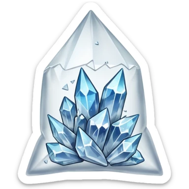 A transparent baggie containing shards of crushed clear quarts sticker