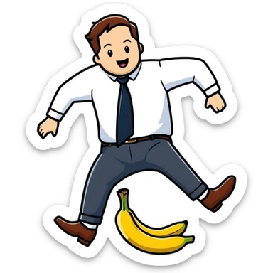 JD Vance stepping on a banana peel and falling backwards sticker