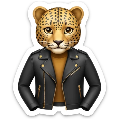 leopard in stylish leather jacket sticker