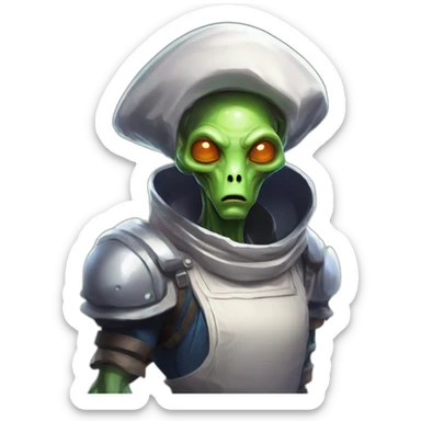 alien chef scifi roguelike rpg style inspired by slay the spire digital art sticker