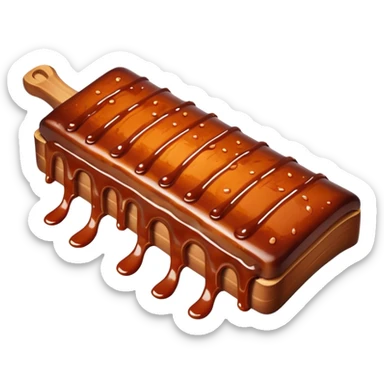 bbq ribs object icon, cooked ribs with barbecue sauce glaze, 3D cartoon, mobile game icon style, clean background, no text, no watermark
 sticker