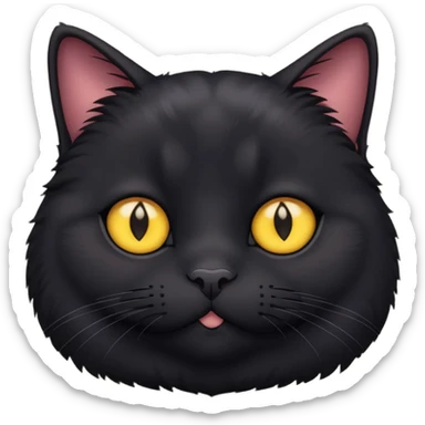 Un gato negro gordito con los ojos de color amarillos sticker