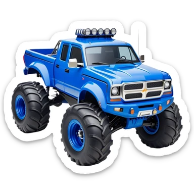 Bigfoot - Bigfoot 4x4 (Model Year: 2022) (Iconic colour: Blue) - An oversized, rugged monster truck with bold, aggressive lines painted in a striking blue. Focus on massive, rugged tires and a muscular chassis that exudes raw power and an urban legend feel. sticker