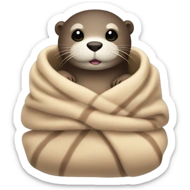 otter cozy in blanket sticker