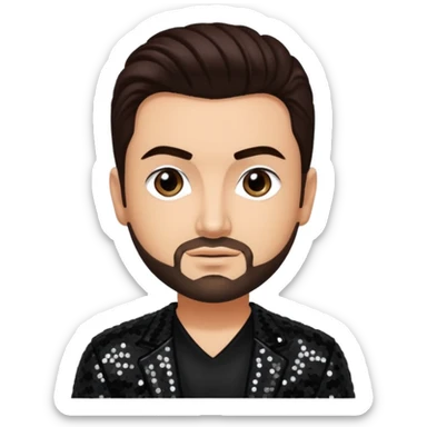 Chris Kirkpatrick from 'N Sync with dark brown hair, black sequin outfit, light skin sticker