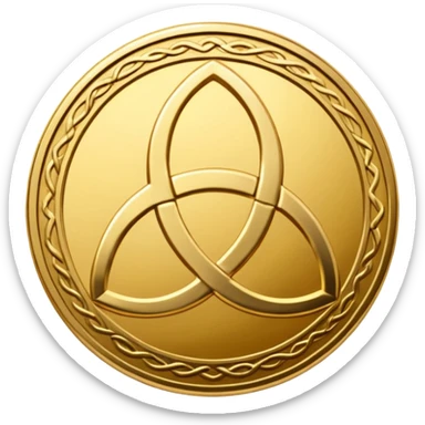 Gold coin with a triquetra on it sticker