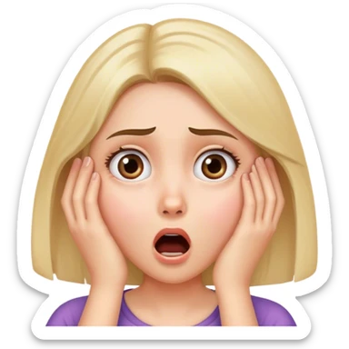 Face girl shocked with hand on face sticker