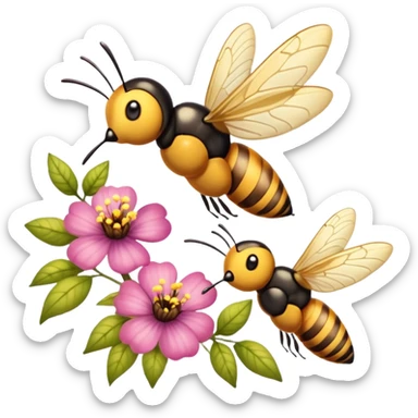 La la mañana se alegra entre flores y praderas ve avanzar mariposa bella y majestuosa entre colibrís y la abeja polinizando y Disfrutando del néctar de su miel sticker