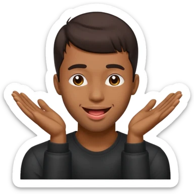 A brown skin guy with dark bangs hairstyles that is his covering forehead, his head is tilted back a bit and his tongue is out sticker