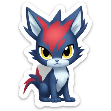 Edgy Cool Chibi Sneasel-Quilava-Absol-Pokémon-fusion-cat Full Body sticker